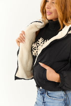 Black Reversible Sherpa Hooded Zip-Up Jacket
