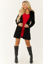Black Belted Coat with Faux Fur Collar