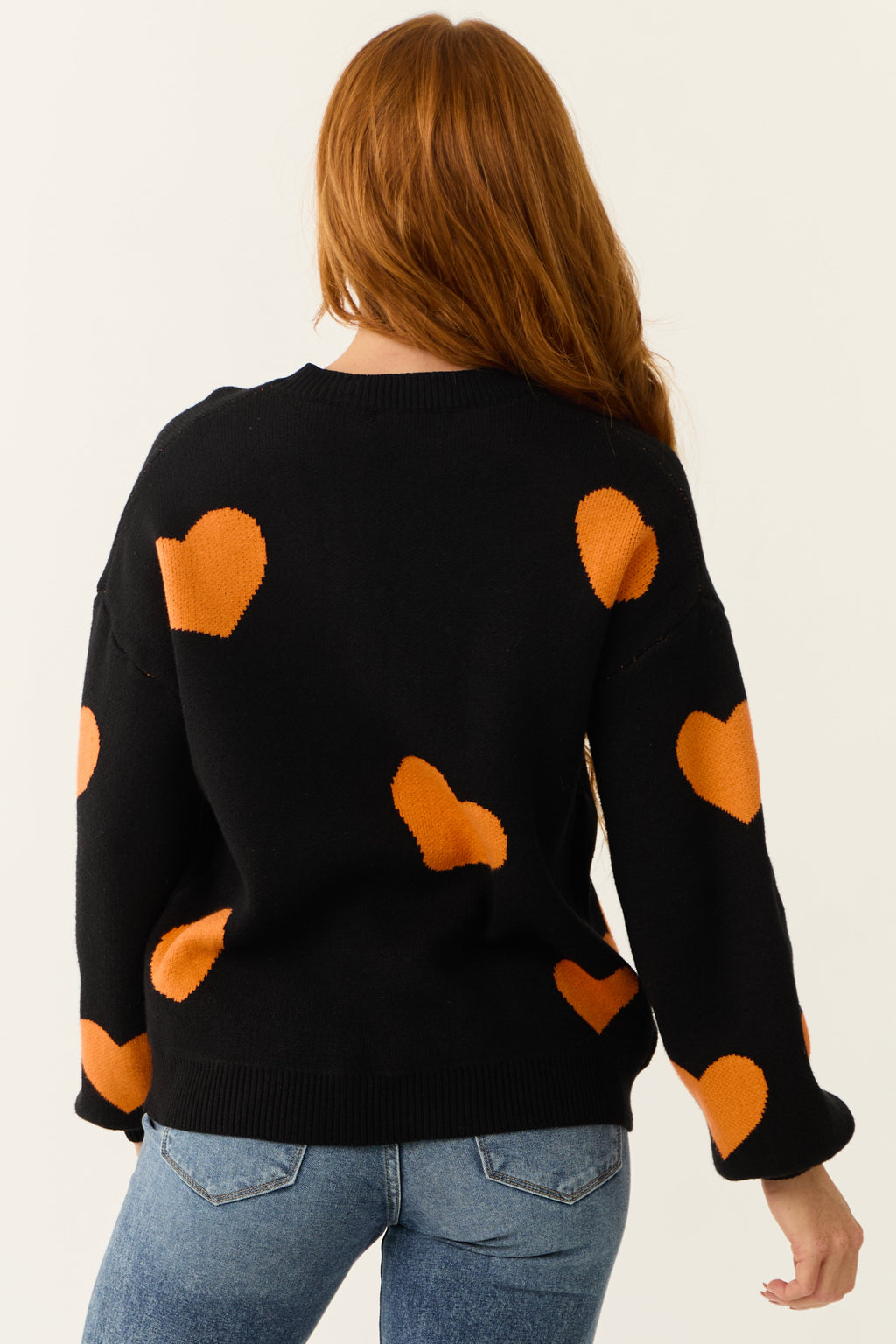 Black Halloween Graphic Soft Knit Sweater Casual Fall Winter Pullover