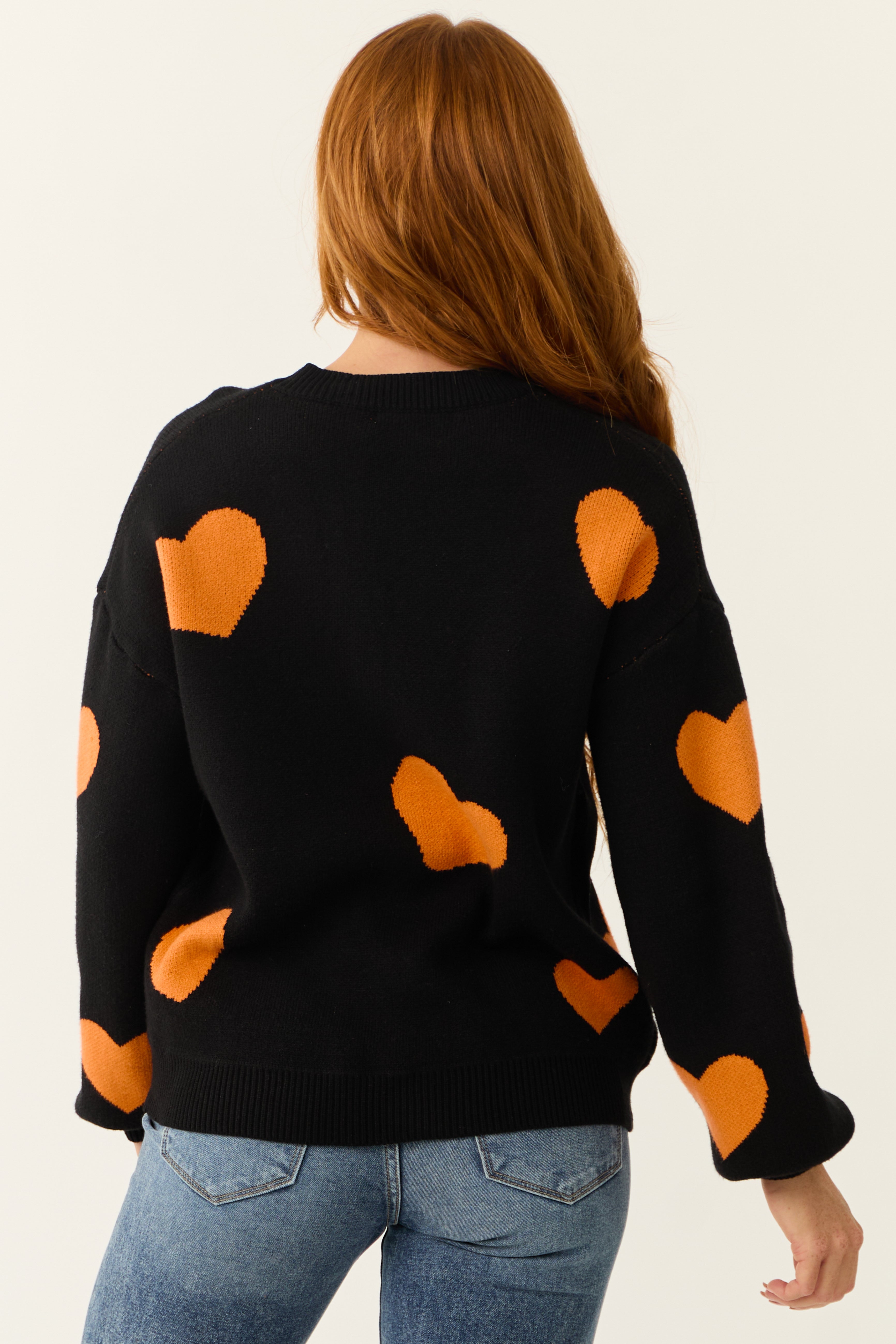 Black Halloween Graphic Soft Knit Sweater Casual Fall Winter Pullover