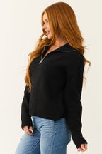Black Half-Zip Soft Knit Sweater