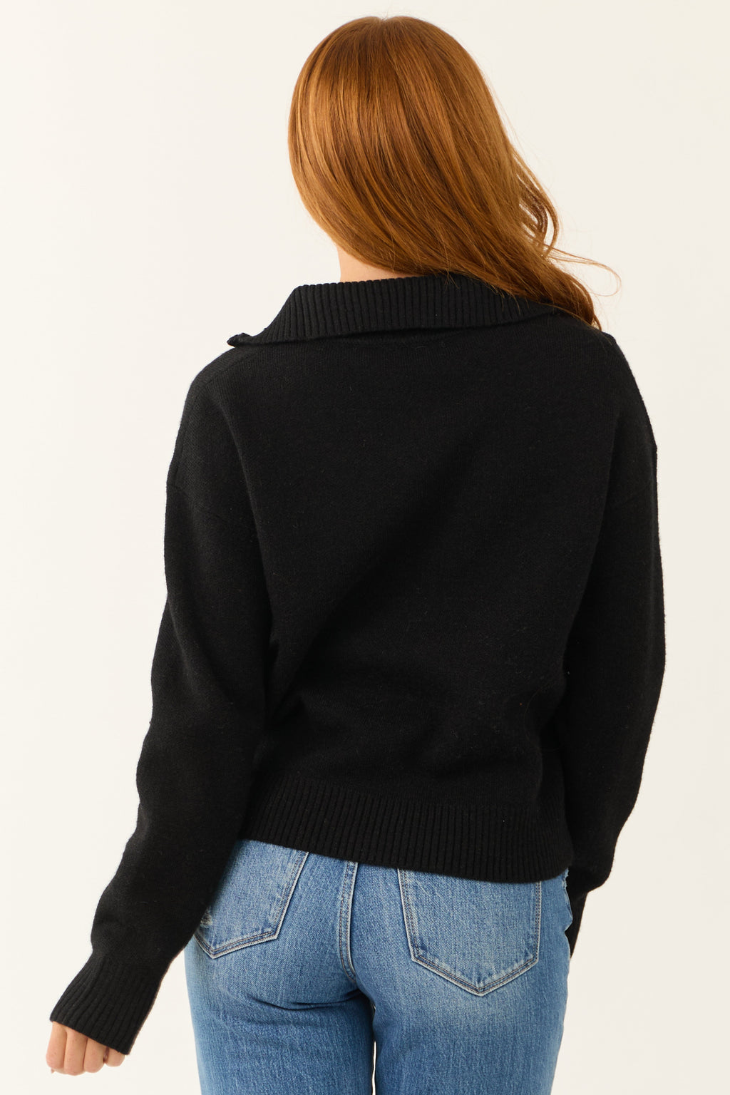 Black Half-Zip Soft Knit Sweater