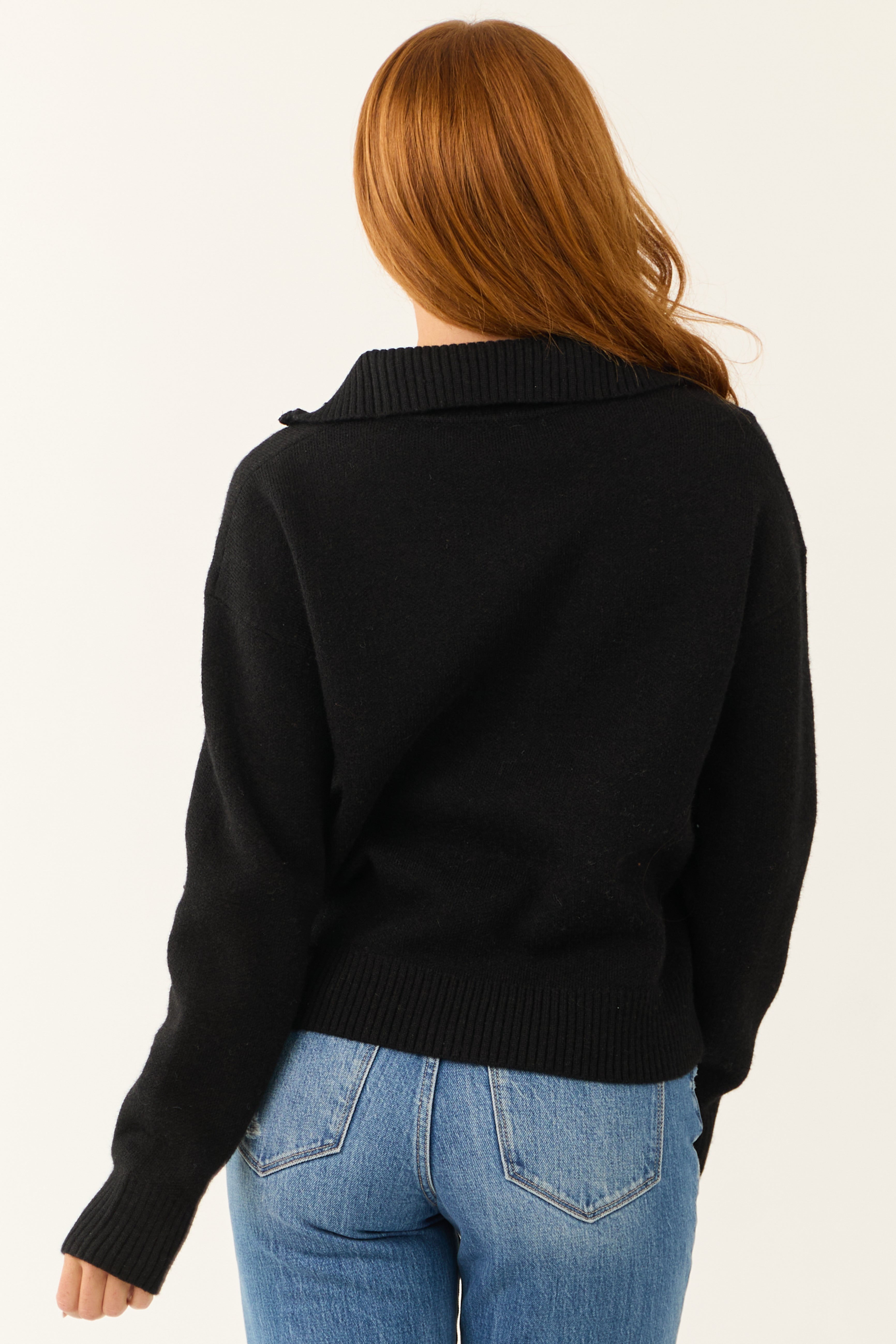 Black Half-Zip Soft Knit Sweater