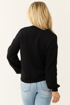 Black Soft Knit Sweater with Pumpkin Graphic